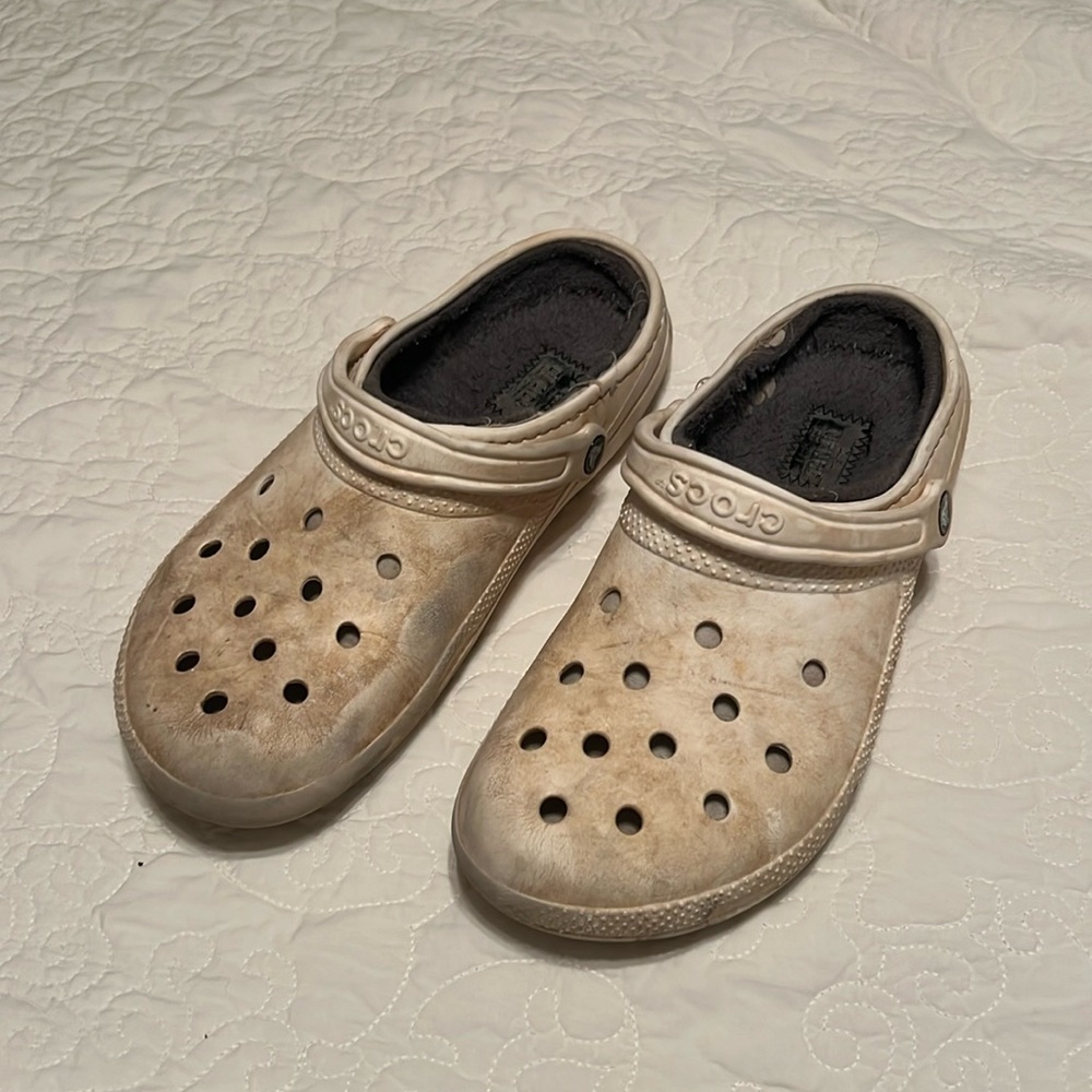 White Fuzzy Crocs
